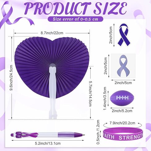 150 Pcs Blue Ribbon Colon Cancer Awareness Item Bulk Child Abuse Awareness Bracelets Stickers Pen Stress Football Folding Fan for Blue Ribbon Party Favors Charity Public Social Event in Kuwait