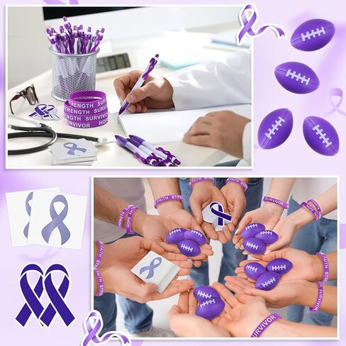 150 Pcs Blue Ribbon Colon Cancer Awareness Item Bulk Child Abuse Awareness Bracelets Stickers Pen Stress Football Folding Fan for Blue Ribbon Party Favors Charity Public Social Event in Kuwait