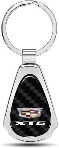 for Cadillac XT6 Real Black Carbon Fiber Chrome Metal Teardrop Key Chain in Saudi Arabia