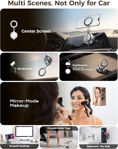 MRGLAS 2025 Upgraded 360° Rotation Vacuum Magnetic Phone Holder Stand,for Magsafe Suction Cup Phone Mount [89+LBS Strongest Suction & Magnetic] Adjustable Swivel Lock, for Your Car/Gym/Mirror/Kitchen in Kuwait