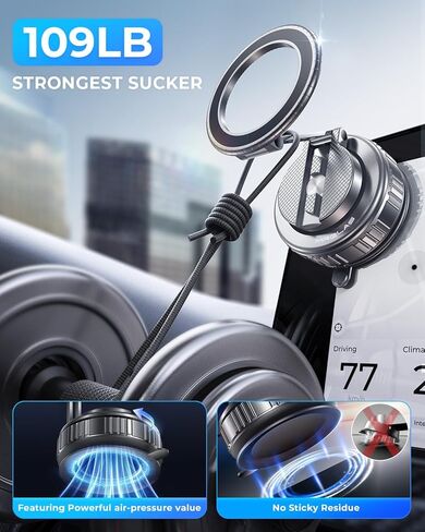 MRGLAS 2025 Upgraded 360° Rotation Vacuum Magnetic Phone Holder Stand,for Magsafe Suction Cup Phone Mount [89+LBS Strongest Suction & Magnetic] Adjustable Swivel Lock, for Your Car/Gym/Mirror/Kitchen in Kuwait