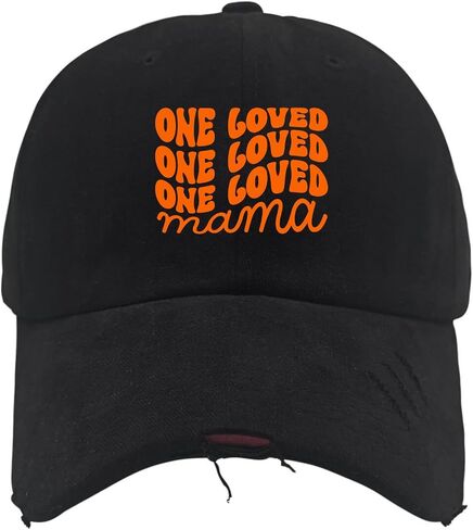 One Loved Mama Hats for Mens Washed Distressed Baseball Cap Fashion Washed Ball Cap Adjustable in Saudi Arabia