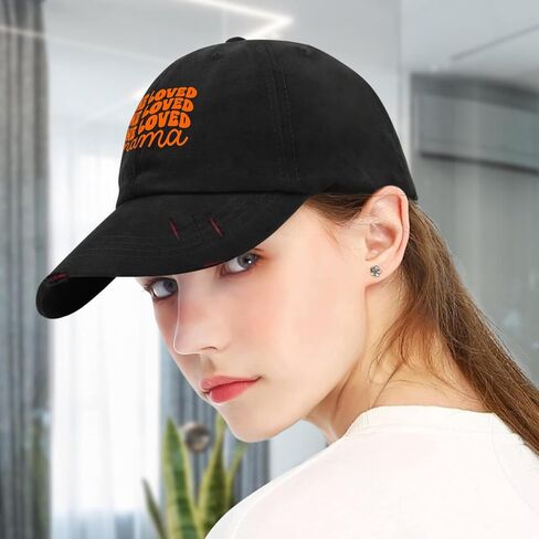 One Loved Mama Hats for Mens Washed Distressed Baseball Cap Fashion Washed Ball Cap Adjustable in Saudi Arabia