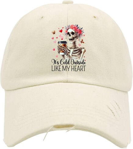 Its Cold Outside Like My Heart Hat for Mens Washed Distressed Baseball Cap Cool Washed Ball Cap Light Weight in Saudi Arabia