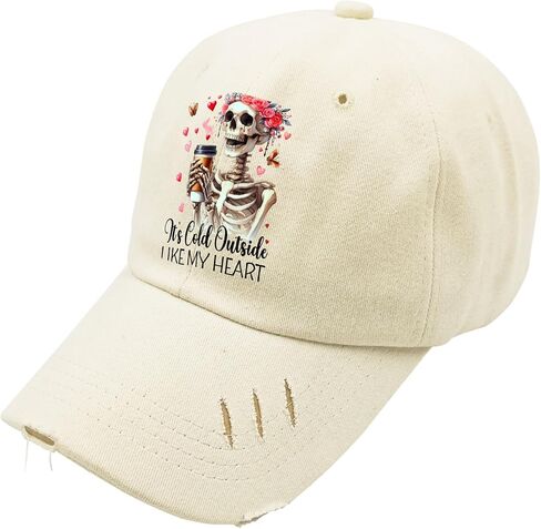 Its Cold Outside Like My Heart Hat for Mens Washed Distressed Baseball Cap Cool Washed Ball Cap Light Weight in Saudi Arabia