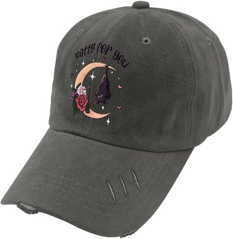 Batty for You Valentines Day Hat for Men Washed Distressed Baseball Cap Soft Washed Dad Hats Breathable Dark Grey in Saudi Arabia