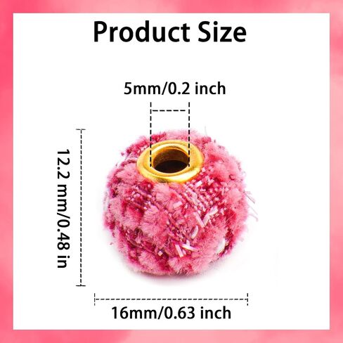 JMcrate Pom Pom Beads 80pcs ملون مختلط حبات نفخة ناعمة للأقلام الزهرية الغامضة حبات فو فرو بومس فاصل حبات كبيرة لسلسلة المجوهرات DIY الحرف اليدوية ملحقات الأقلام الحرف (غامض) in Kuwait