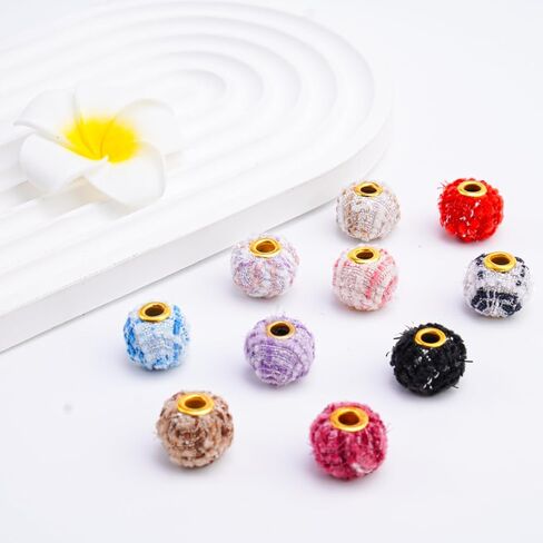 JMcrate Pom Pom Beads 80pcs ملون مختلط حبات نفخة ناعمة للأقلام الزهرية الغامضة حبات فو فرو بومس فاصل حبات كبيرة لسلسلة المجوهرات DIY الحرف اليدوية ملحقات الأقلام الحرف (غامض) in Kuwait
