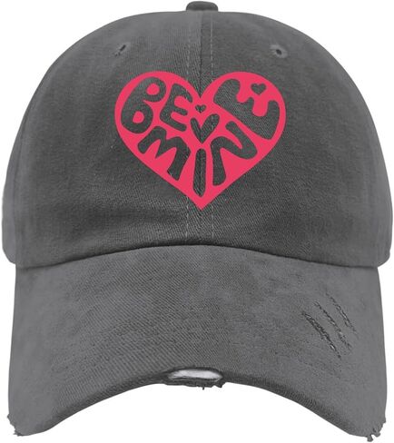 Be Mine Valentines Day Hat for Men Washed Distressed Baseball Caps Low Profile Washed Dad Hats Adjustable Dark Grey in Saudi Arabia