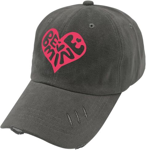 Be Mine Valentines Day Hat for Men Washed Distressed Baseball Caps Low Profile Washed Dad Hats Adjustable Dark Grey in Saudi Arabia
