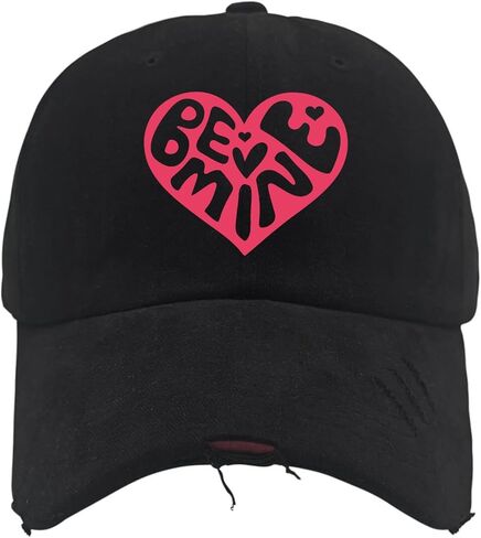 Be Mine Valentines Day Hat for Mens Washed Distressed Baseball Cap Vintage Washed Running Hat Breathable in Kuwait