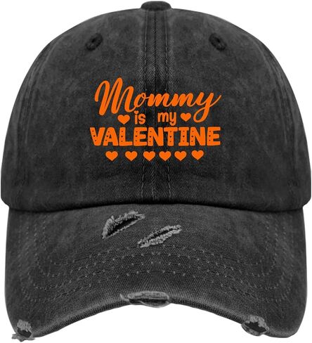 Mommy is My Valentines Hats for Mens Washed Distressed Baseball Cap Fashion Washed Workout Hat Quick Dry in Saudi Arabia