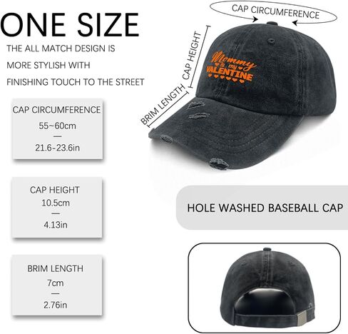 Mommy is My Valentines Hats for Mens Washed Distressed Baseball Cap Fashion Washed Workout Hat Quick Dry in Saudi Arabia