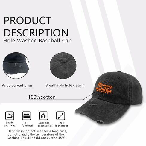 Mommy is My Valentines Hats for Mens Washed Distressed Baseball Cap Fashion Washed Workout Hat Quick Dry in Saudi Arabia