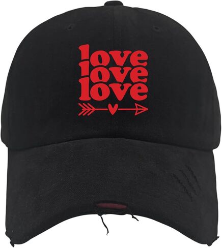 Love Valentines Day Hats for Mens Washed Distressed Baseball Cap Stylish Washed Dad Hats Quick Dry in Saudi Arabia