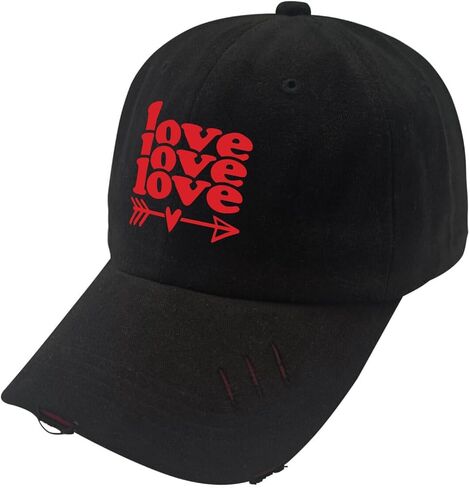 Love Valentines Day Hats for Mens Washed Distressed Baseball Cap Stylish Washed Dad Hats Quick Dry in Saudi Arabia