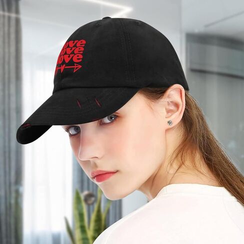 Love Valentines Day Hats for Mens Washed Distressed Baseball Cap Stylish Washed Dad Hats Quick Dry in Saudi Arabia