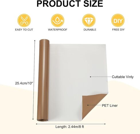 uxcell Brown Permanent Vinyl, 10 Inch x 5ft Adhesive Vinyl Roll for Decal Cutting, Signs, Scrapbooking, DIY Craft, Home Decorations in Saudi Arabia