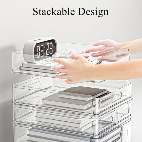 MineSign 4Pack Office Organization and Storage Drawer Clear Desk Accessories Stackable Letter Tray Acrylic Paper File Organizer for Office Supplies in Kuwait