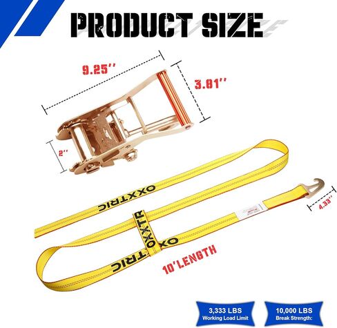 2" X10' Quick-Pick Wheel Lift Strap with Finger Hook Ratchet Set,2 Pack,Wheel Lift Straps - Fit Jerr-Dan MPL Element Basket Transport Webbing,Heavy Duty Tow Truck Straps with Side Hook in Saudi Arabia
