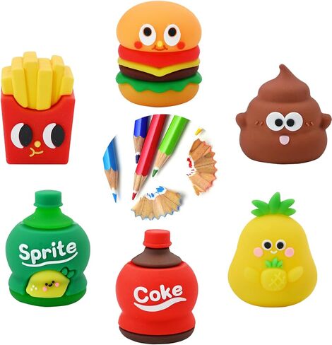 6 PCS Cute Pencil Sharpeners for Kids, Handheld Pencil Sharpener Small, Fun Colored Pencil Sharpener for Kids Party Favors, Kawaii Stationary Gifts Mini School Office Supplies (Style 1) in Kuwait