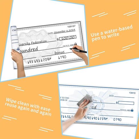 30 "× 16" لوحة محو جافة عملاقة - فحص فارغ كبير القابل لإعادة الاستخدام للعروض التقديمية وجمع التبرعات وأحداث التبرعات الخيرية - الدعامة الكبيرة لتصوير الصور الفوتوغرافية in Kuwait