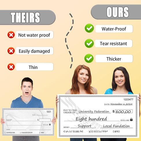30" x 16" Giant Dry Erase Check Plaque - Reusable Oversized Blank Check for Presentations, Fundraisers, Charity & Donation Events - Big Check Prop for Photo Ops in Saudi Arabia