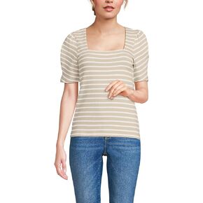 Lands' End Women's Puff Sleeve Mariner Square Neck Top in Saudi Arabia