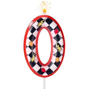 Racing Themed Birthday Candle, Premium Red Black and White Checkered Number Candle Suitable for Baby Shower Birthday Racing Themed Party Decoration (Number 4) in Saudi Arabia
