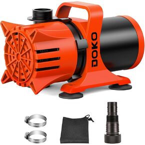 1800GPH Submersible Water Pump, 180° Ajustable Pond Pump with 20FT Power Cord 100W Ultra Quiet Aquarium Pump for Pond, Fountain, Waterfall, Fish Tank, Hydroponic, Statuary, Orange Black in Kuwait