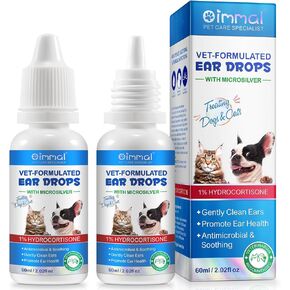 قطرات علاج عدوى أذن الكلاب والقط ، قطرات تنظيف الأذن للحيوانات الأليفة مع 1 ٪ من الهيدروكورتيزون للكلاب والقطط عدوى الخميرة ، حكة في الأذن ، لوازم رعاية الأذن للحيوانات الأليفة للكلاب والقطط -2FL OZ in Kuwait