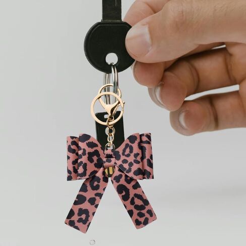YALLNASL Animal Bow Keychain for Purse Bag Charms Leopard Cow Print Keychain for Women Girls Animal Lover Gift Ideas in Saudi Arabia