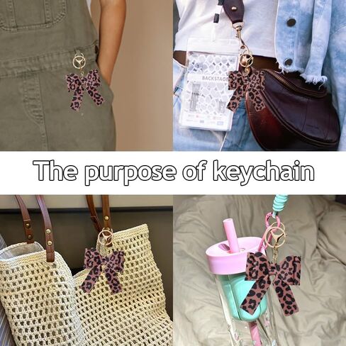 YALLNASL Animal Bow Keychain for Purse Bag Charms Leopard Cow Print Keychain for Women Girls Animal Lover Gift Ideas in Saudi Arabia