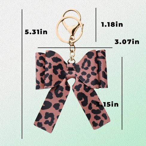 YALLNASL Animal Bow Keychain for Purse Bag Charms Leopard Cow Print Keychain for Women Girls Animal Lover Gift Ideas in Saudi Arabia