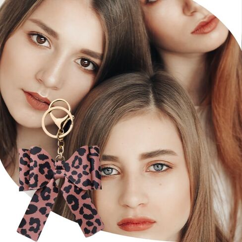 YALLNASL Animal Bow Keychain for Purse Bag Charms Leopard Cow Print Keychain for Women Girls Animal Lover Gift Ideas in Saudi Arabia