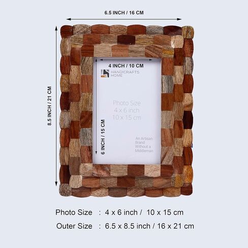 الحرف اليدوية Hive Wooden 4x6 إطار الصورة - إطار Beige Brown Racalloped لديكور الجدار والمكتب ، هدايا للجدة ، أبي ، أمي ، أولياء الأمور الجدد ، التخرج ، عيد ميلاد ، Housewarming ، صور العائلة والزفاف. in Kuwait