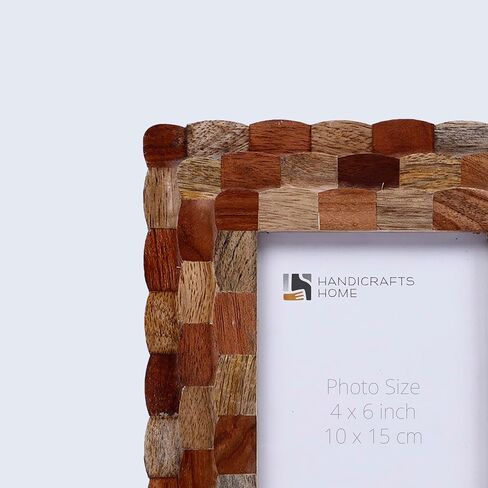 الحرف اليدوية Hive Wooden 4x6 إطار الصورة - إطار Beige Brown Racalloped لديكور الجدار والمكتب ، هدايا للجدة ، أبي ، أمي ، أولياء الأمور الجدد ، التخرج ، عيد ميلاد ، Housewarming ، صور العائلة والزفاف. in Kuwait