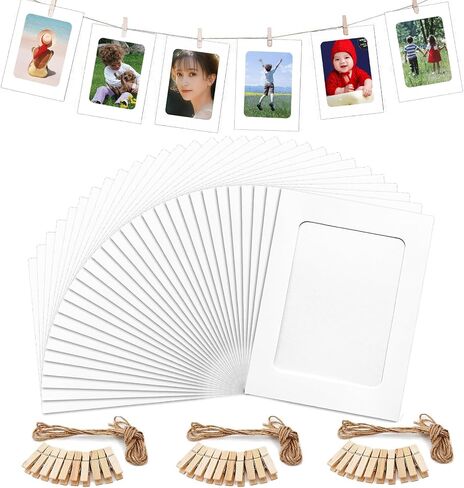Cardboard picture frame 4x6 Paper Photo Frame frames,photo frames collage for wall decor cardboard photo frames collage picture frame photo clips jute twine (white frame 30 pack) in Kuwait