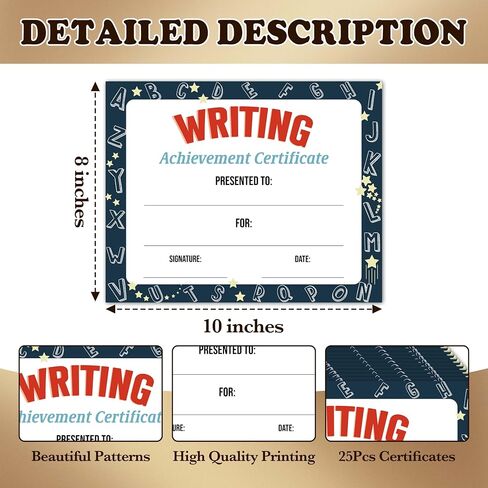 Reading Achievement Certificate, 25 Pcs Certificate of Achievement for Reading, Reading Achievement Recognition Certificate, School Classroom Supplies for Kids Students, 39 in Saudi Arabia