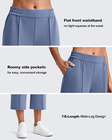 G4free Smoofit Modal Soft Women's Wide Leg Capri Pants High High Lounge Rounge Pressupts مع جيوب in Kuwait