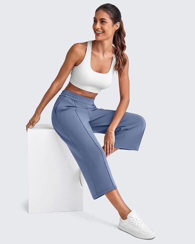 G4free Smoofit Modal Soft Women's Wide Leg Capri Pants High High Lounge Rounge Pressupts مع جيوب in Kuwait