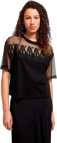 Armani Exchange Women's Cropped Mesh Logo Tee in Saudi Arabia