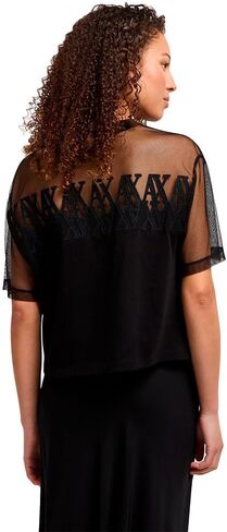 Armani Exchange Women's Cropped Mesh Logo Tee in Saudi Arabia