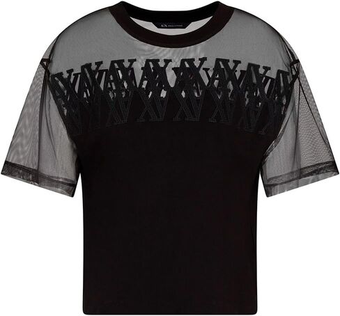 Armani Exchange Women's Cropped Mesh Logo Tee in Saudi Arabia