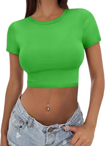 قمم محصول Skyzoo للنساء اللطيفات الصيفية الأساسية Tees Slim Fit Trendy Strendy Short Terts for Teen Girls 2025 in Kuwait