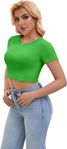 قمم محصول Skyzoo للنساء اللطيفات الصيفية الأساسية Tees Slim Fit Trendy Strendy Short Terts for Teen Girls 2025 in Kuwait