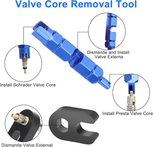 LinkStyle 44pcs Presta Valve Core Cap Kit مع أداة إصلاح الإزالة ، مجموعة أدوات الاستبدال السريعة للاستبدال بسرعة in Kuwait