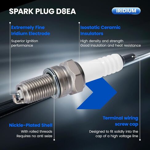 D8EA Spark Plugs 4 Pack - متوافق مع هوندا متوافق مع Yamaha لـ BMW لـ KTM لـ Suzuki for ATK for Kawasaki for Motorcycle Spark Plug - Nickel in Kuwait