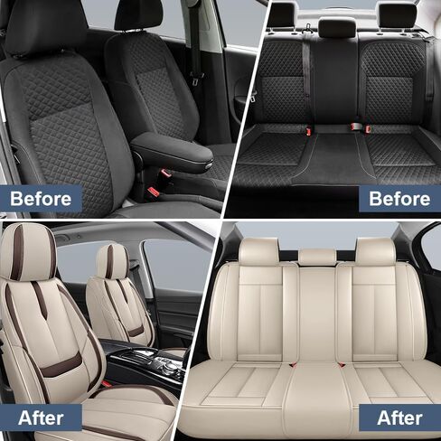 تناسب أغطية مقاعد GMC Acadia 2007-2025 ، أغطية مقعد السيارات الجلدية Nappa لـ GMC Acadia ، واقي مضاد للماء ، ومكافحة ، وسهلة النظيف (مجموعة كاملة ، بيج كوبي) in Kuwait