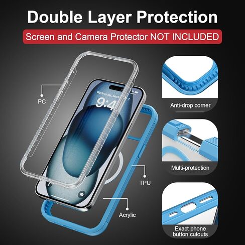 لحالة iPhone 16 Plus مع زر التحكم في الكاميرا ، [متوافق مع Magsafe] ، حماية شديدة التحمل المقاومة للصدمات ، حالة هاتف مغناطيسي شفاف لـ iPhone 16 Plus ، 6.7 بوصة ، وردي in Kuwait